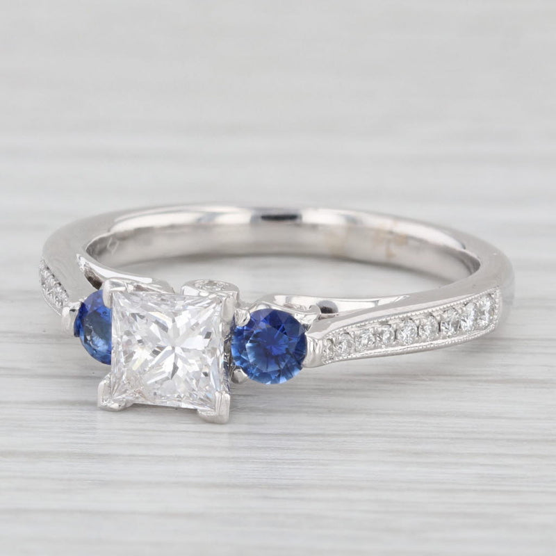 Scott Kay 1.38ctw Princess DiamondSapphires Engagement Ring 14k White Gold Sz 8