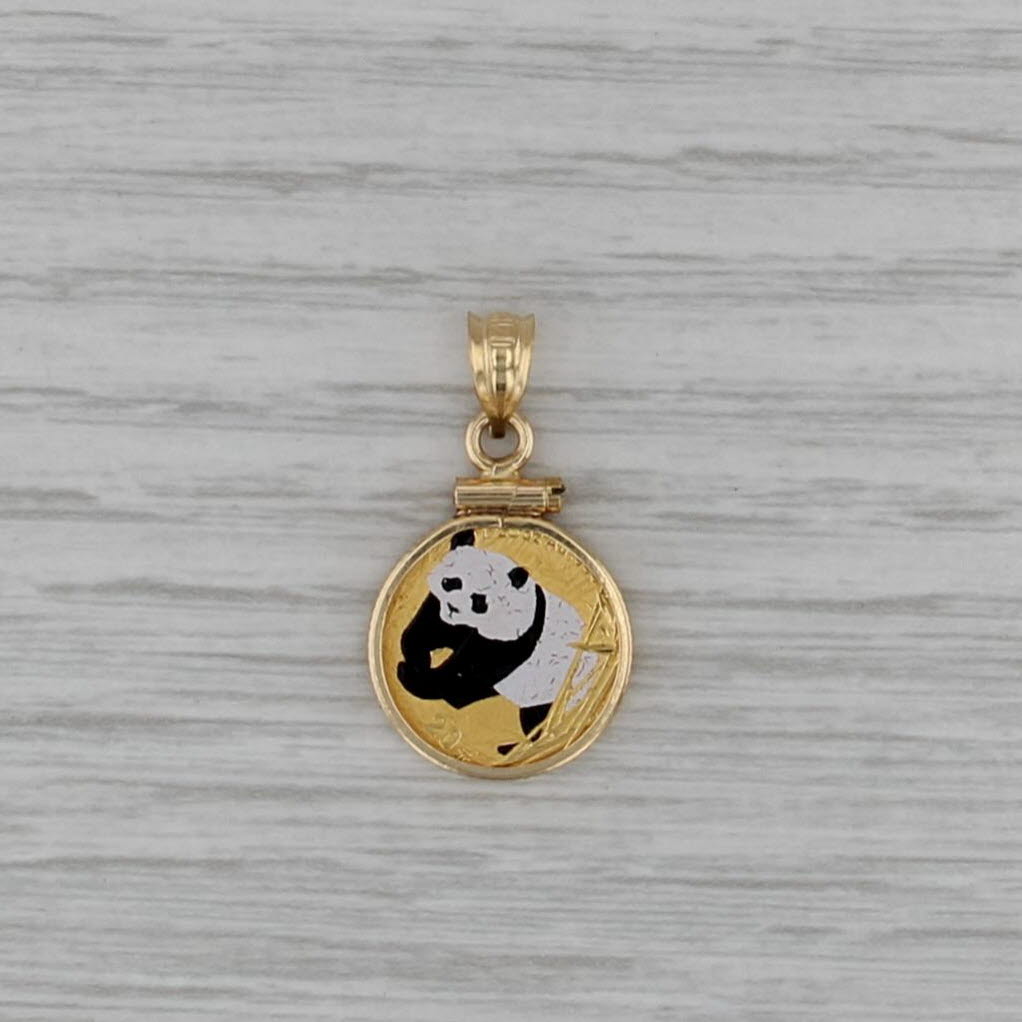 Colorized Painted Panda Coin Pendant 14k 999 Gold 2001 20 Yuan 1/20oz