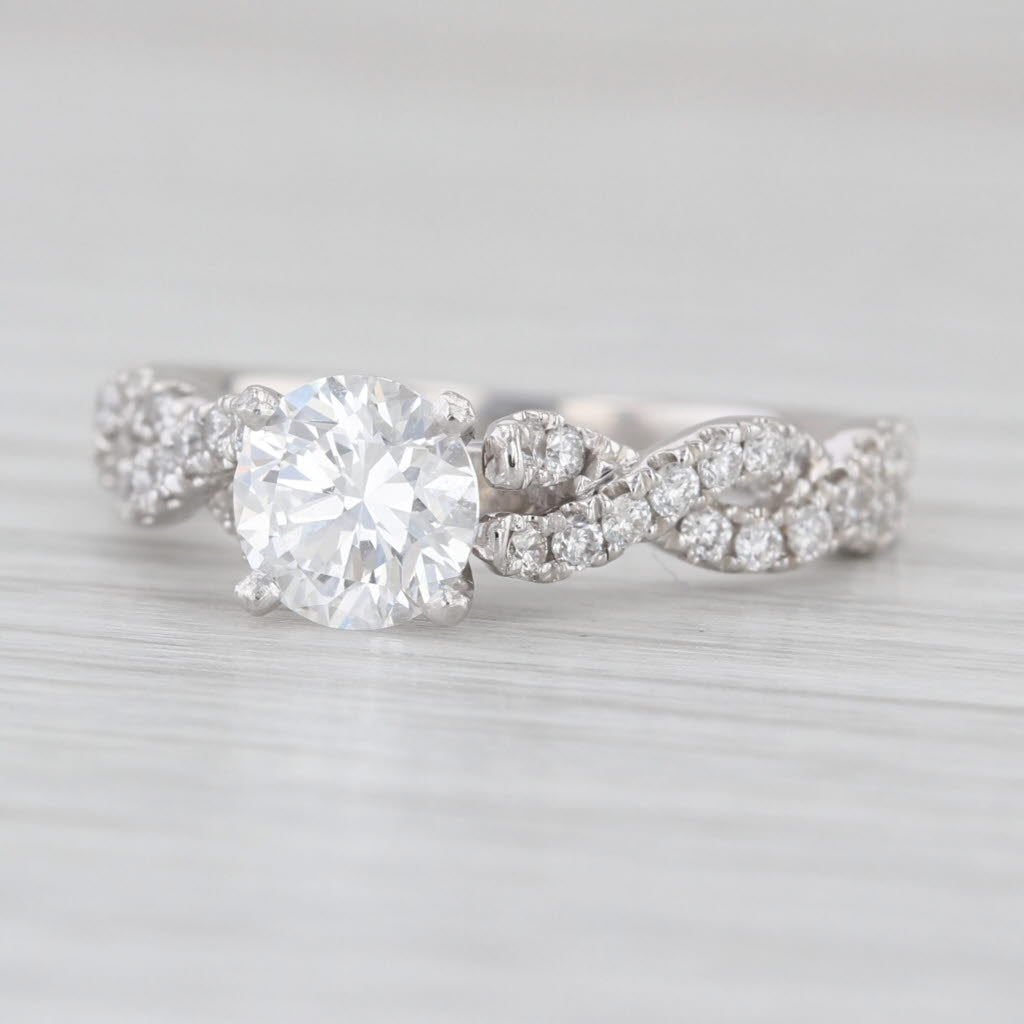 1.24ctw IGI Round Lab Grown Diamond Engagement Ring Woven 14k White Gold Size 6