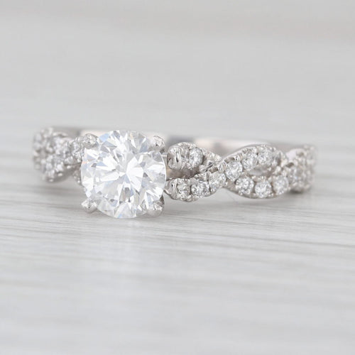 1.24ctw IGI Round Lab Grown Diamond Engagement Ring Woven 14k White Gold Size 6
