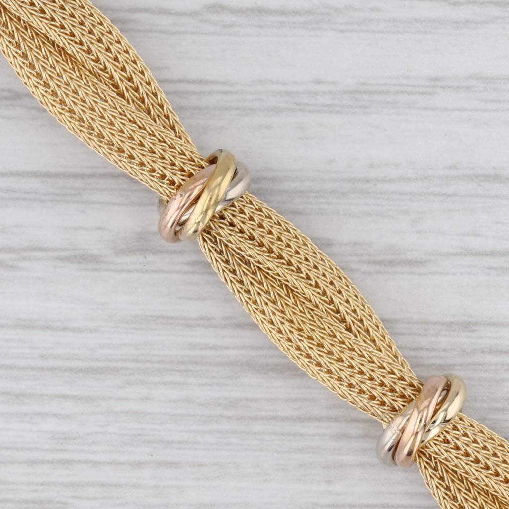 6" Woven Multi-Wheat Chains Bracelet 18k Yellow Rose White Gold 8.6mm