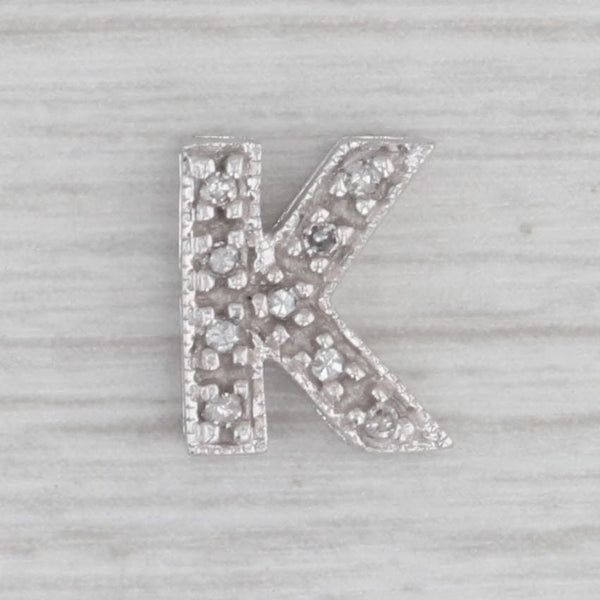 Small Diamond Accented Initial Letter "K" Charm Pendant 14k White Gold