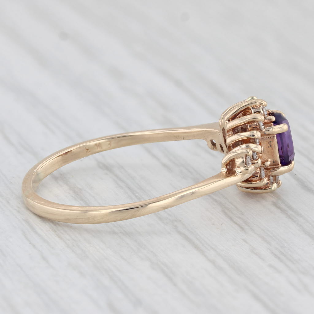 Light Gray 0.60ctw Oval Amethyst Diamond Ring 10k Yellow Gold Size 9.25