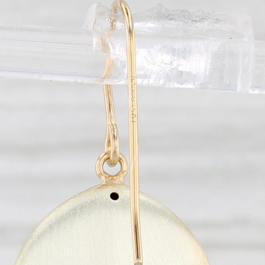 Light Gray Brushed Gold Teardrop Dangle Earrings 14k Yellow Gold Hook Posts