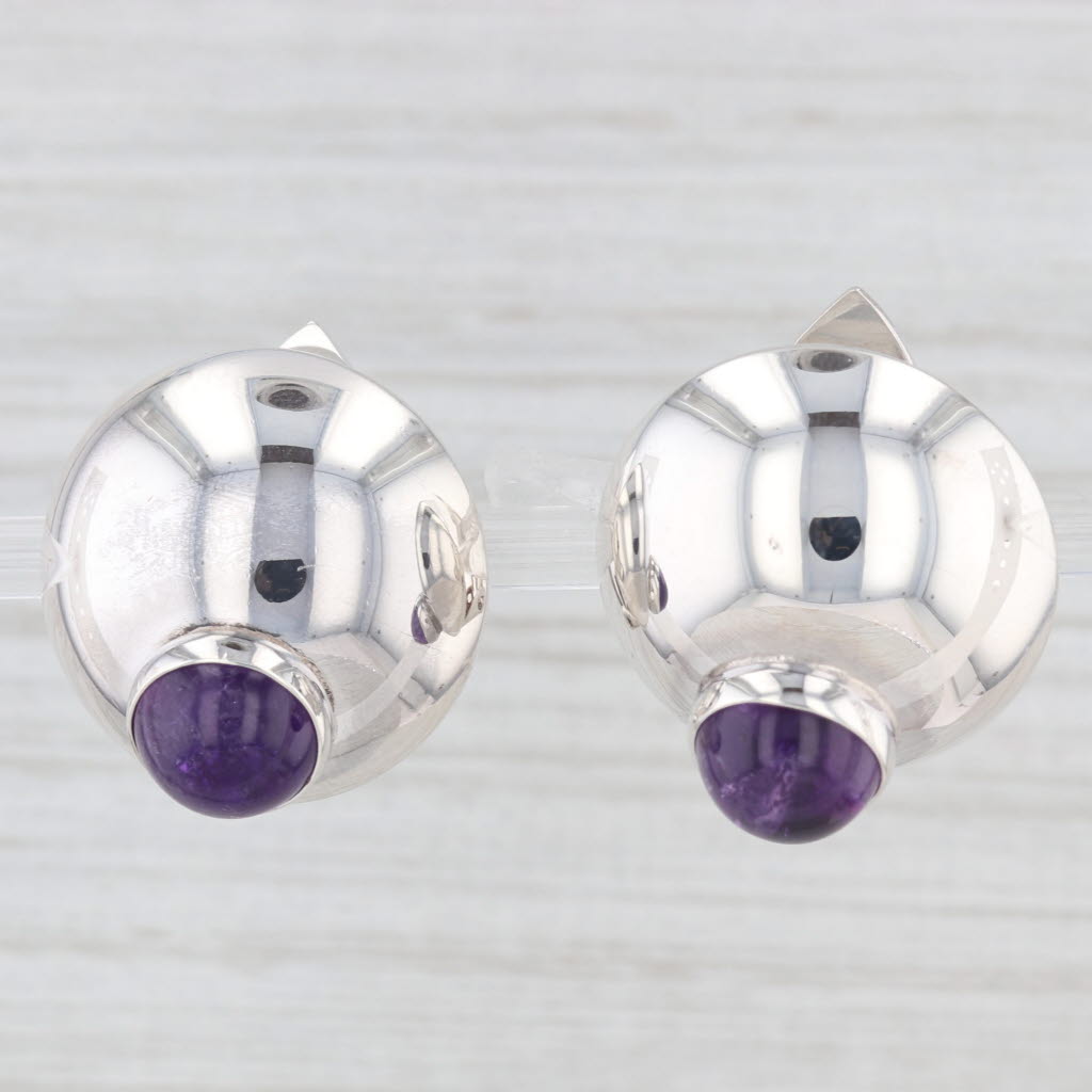 Light Gray Amethyst Modernist Clip On Earring Sterling Silver Niels Erik From Denmark