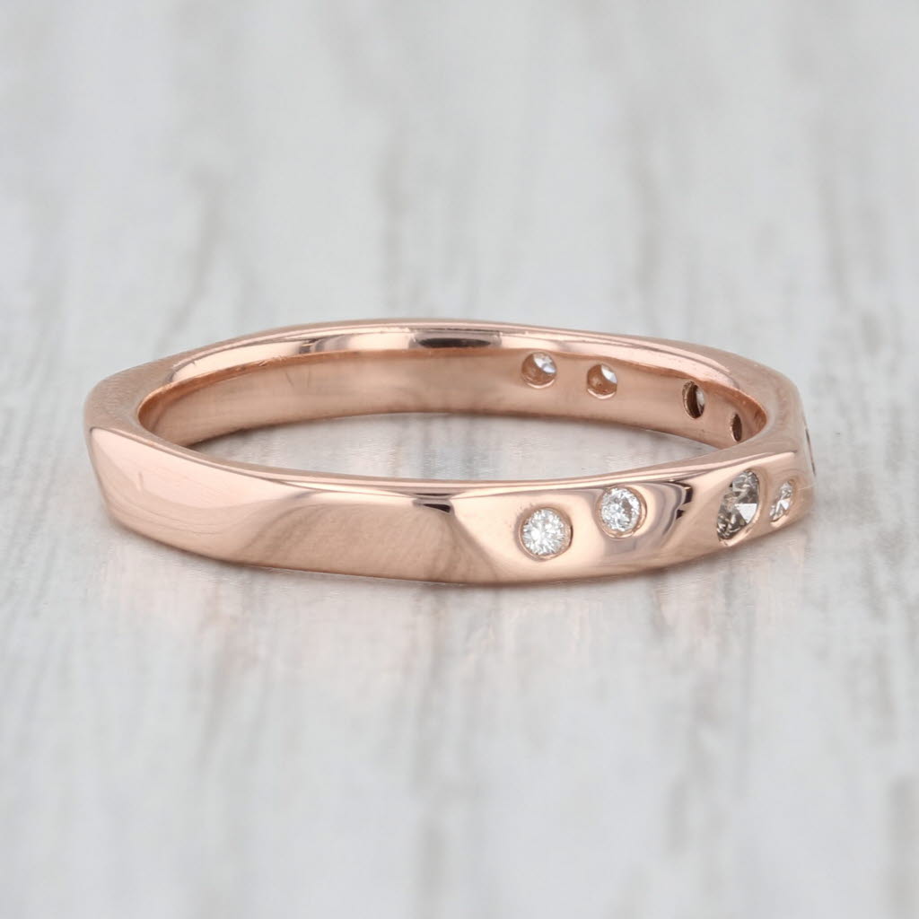 0.16ctw Diamond Wedding Band 14k Rose Gold Stackable Anniversary Ring Size 6.75