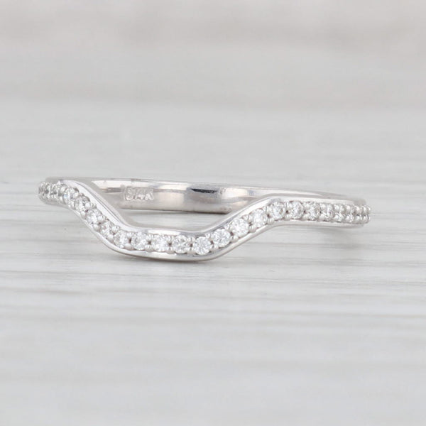 Light Gray 0.18ctw Diamond Wedding Band 14k White Gold Contoured Enhancer Ring Size 7