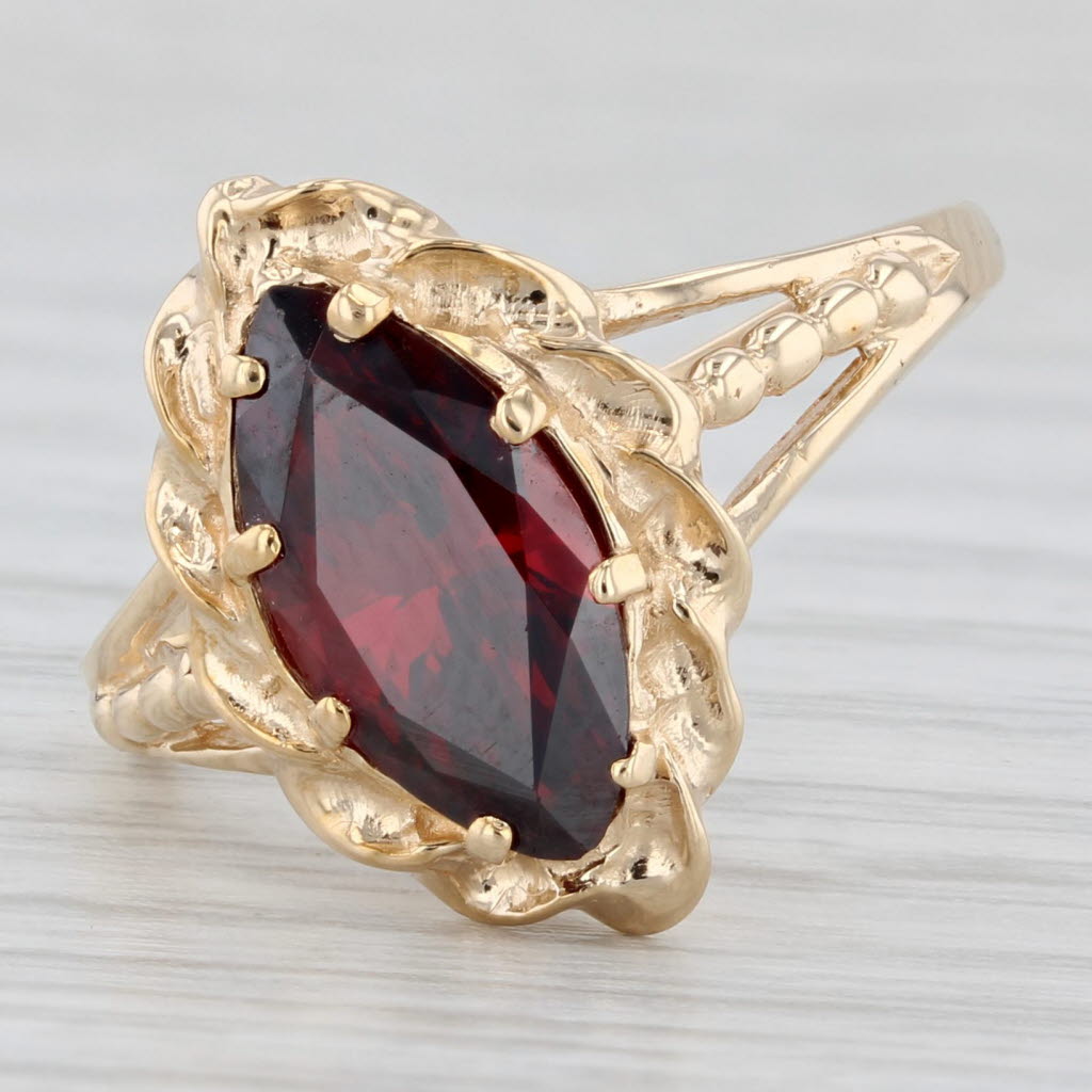 Light Gray 2.80ct Lab Created Garnet Marquise Solitaire Ring 10k Yellow Gold Size 7