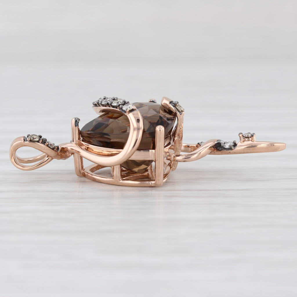 7.72ctw Smoky Quartz Diamond Pendant 14k Rose Gold