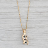 0.20ctw Blue Sapphire Diamond Pendant Necklace 14k Yellow Gold 18" Box Chain