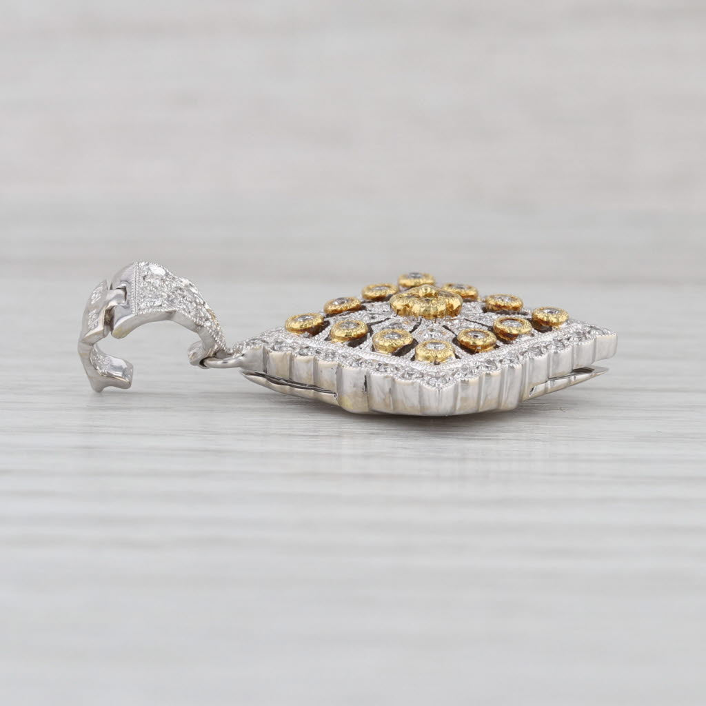 0.37ctw Diamond Ornate Pendant 18k White Yellow Gold Openwork Diffurser