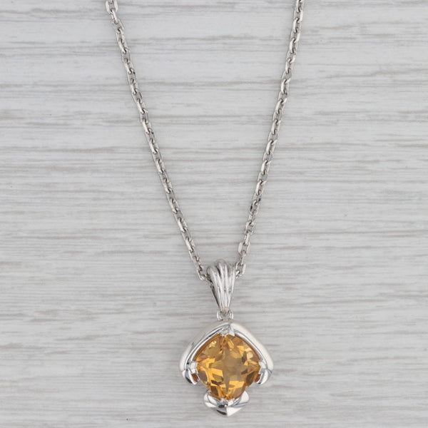 4.05ct Citrine Solitaire Pendant Necklace Sterling Silver 20" Cable Chain