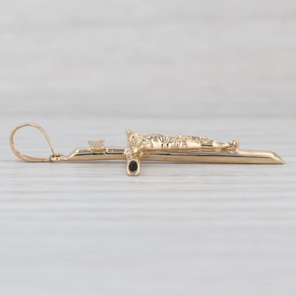 Crucifix Cross Pendant 18k Yellow Gold INRI Religious Jewelry