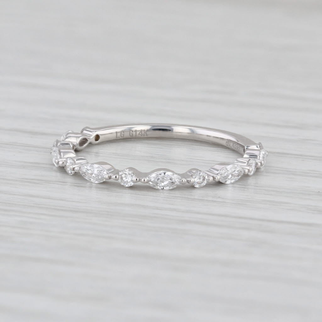 New 0.43ctw Lab Grown Diamond Wedding Band 14k White Gold Stackable Ring Sz 6.75
