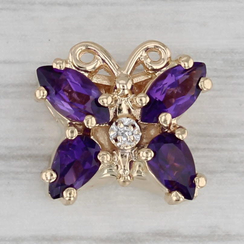 Gray 0.80ctw Amethyst Diamond Butterfly Slide Bracelet Charm 14k Gold Richard Klein