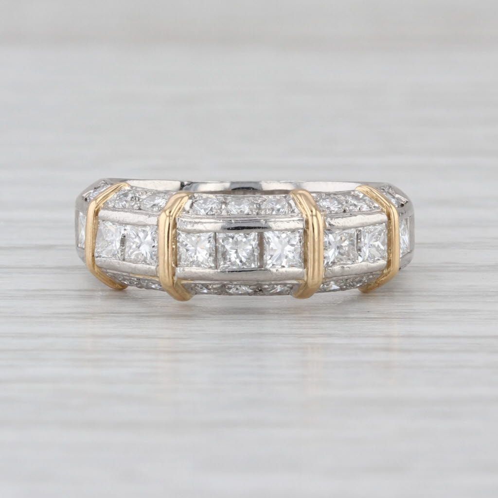 1.36ctw Diamond Wedding Anniversary Band Platinum 18k Gold Size 7 Ring Stackable