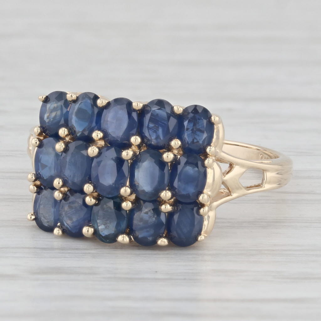 Light Gray 3.25ctw Blue Sapphire Cluster Ring 14k Yellow Gold Size 9 Cocktail