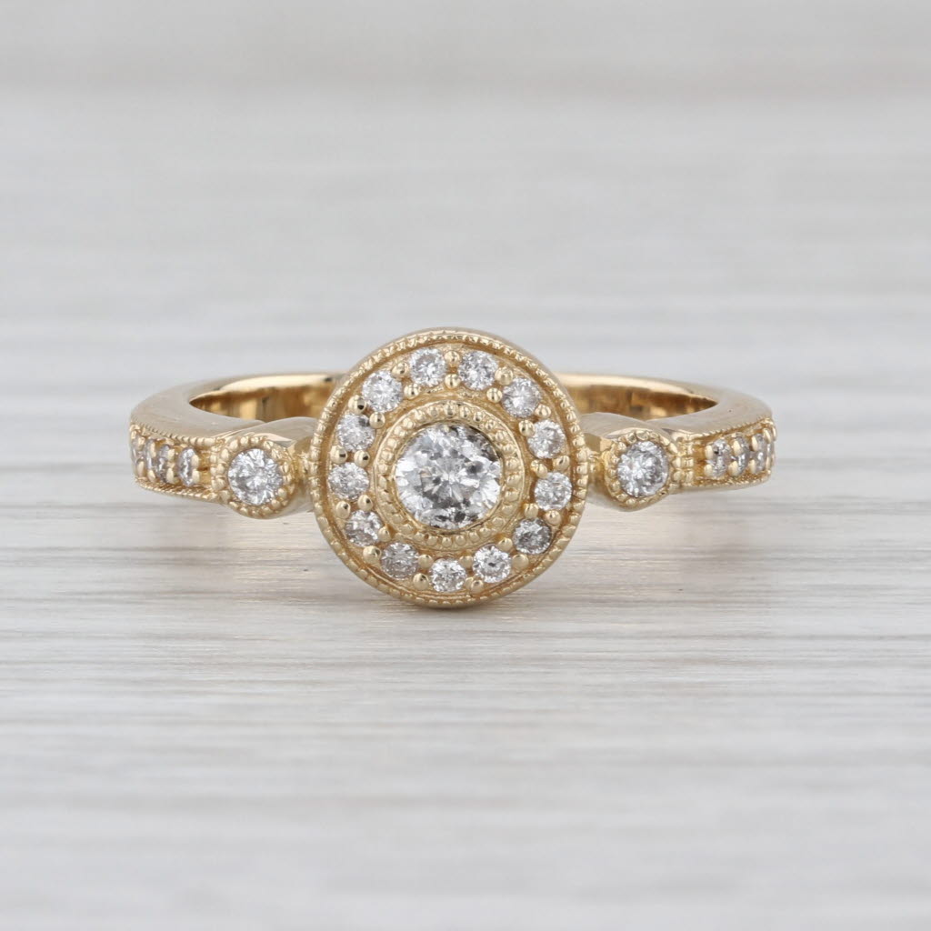 Effy 0.34ctw Round Diamond Halo Engagement Ring 14k Yelllow Gold Size 7