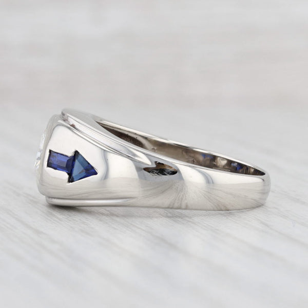 Light Gray Vintage 1.48ctw Moissanite Lab Created Sapphire Men's Ring 10k Gold Size 11.75