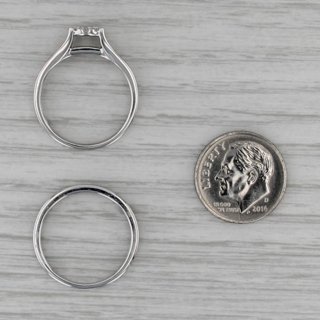 0.22ctw Diamond Halo Engagement Ring Wedding Band Sz 7 10k White Gold Bridal Set