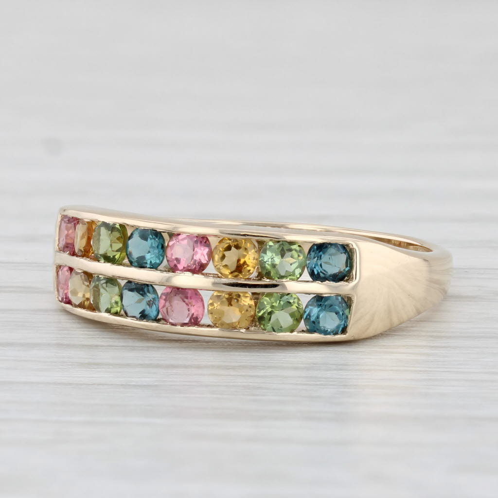 Light Gray 1.25ctw Multicolor Tourmaline Ring 14k Yellow Gold Size 8 Stackable