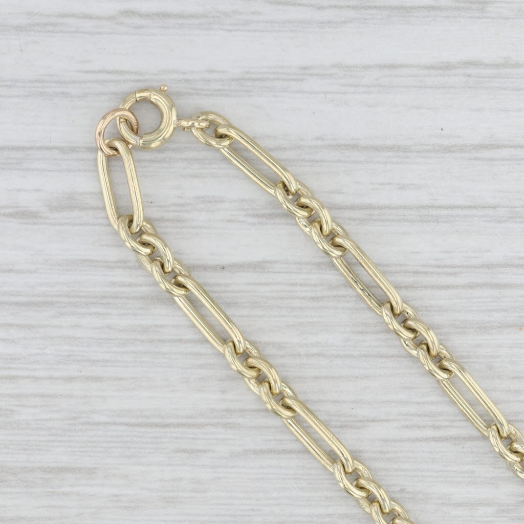 Vintage Figaro Chain Bracelet 14k Yellow Gold 6.5" 3.8mm Starter Charm
