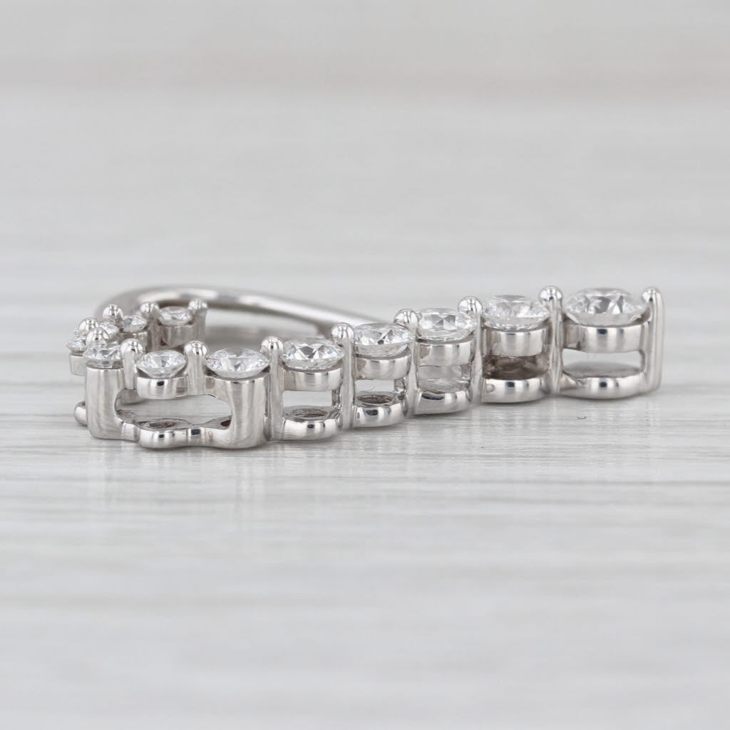0.91ctw Diamond Open Heart Pendant 14k White Gold Floating Drop