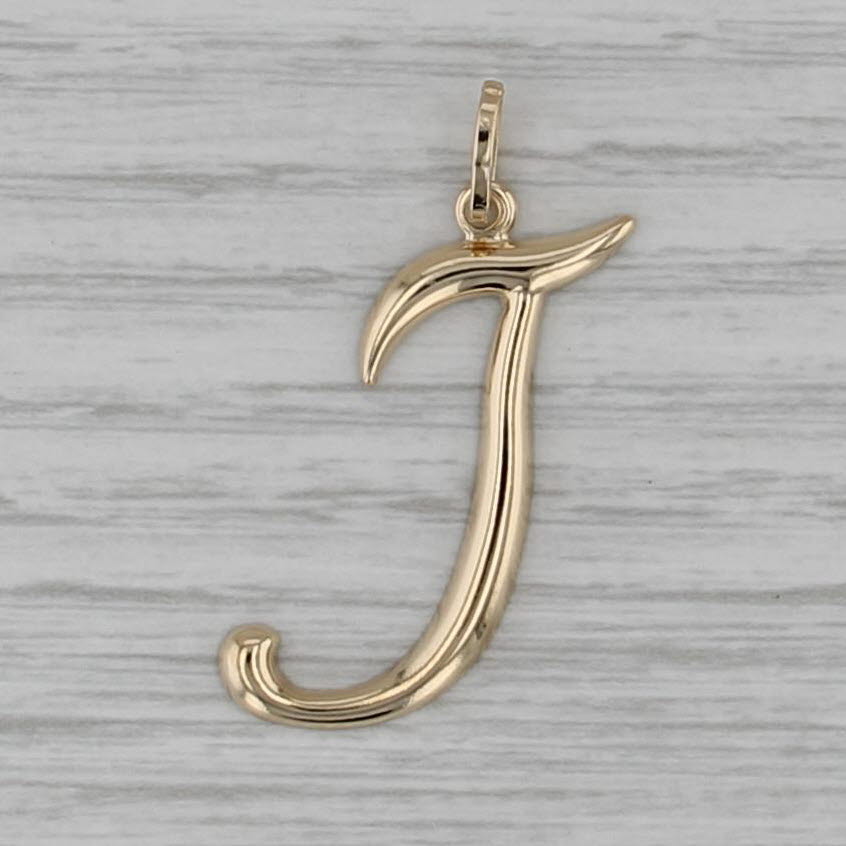 Scripted Initial Letter J Pendant 18k Yellow Gold