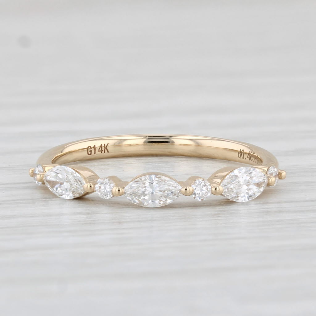 Light Gray New 0.49ctw Stackable Diamond Ring 14k Yellow Gold Wedding Band Size 6.5