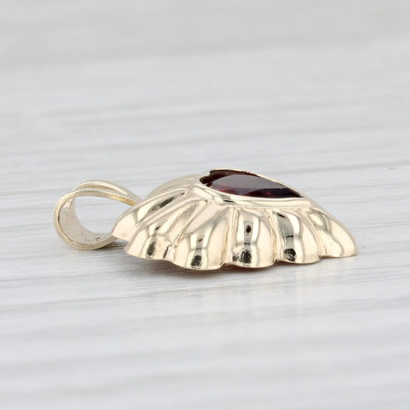 0.95ct Garnet Heart Pendant 10k Yellow Gold Small Drop