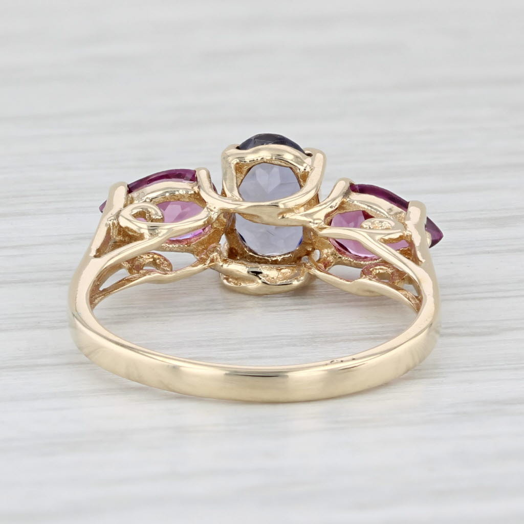 Light Gray 1.34ctw Iolite Garnet Ring 10k Yellow Gold Size 5 Cathedral Band