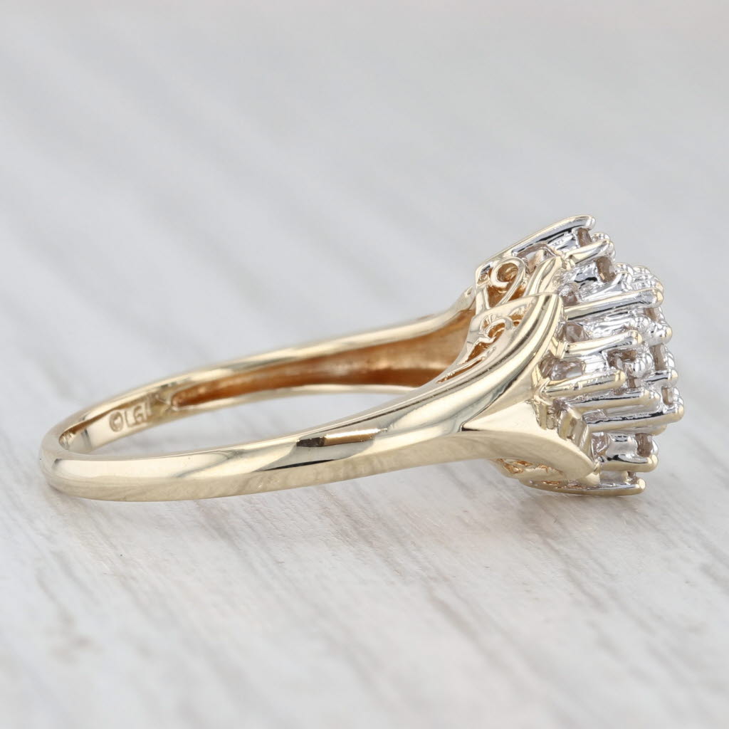 Light Gray 0.16ctw Diamond Cluster Ring 10k White Yellow Gold Size 7.25 Engagement