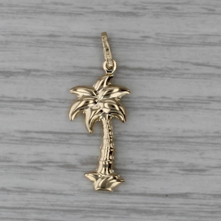 Palm Tree Pendant 14k Yellow Gold Souvenir Charm