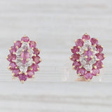 1.18ctw Ruby Diamond Stud Earrings 14k Yellow Gold Marquise Halo