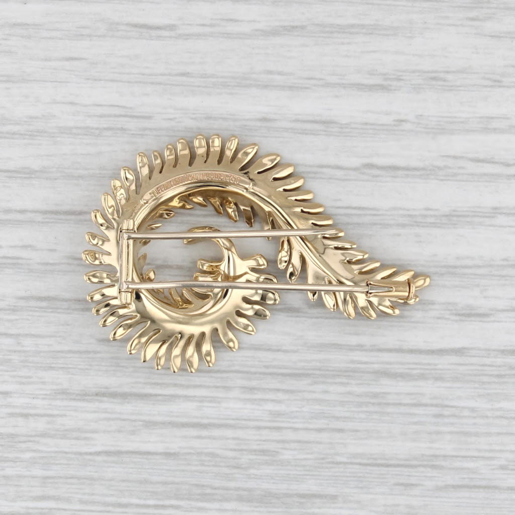 Tiffany & Co Schlumberger Coiled Fern Fur Clip Brooch 18k Gold Vintage Pin