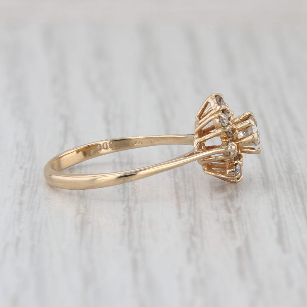 0.44ctw Diamond Flower Halo Engagement Ring 14k Yellow Gold Size 8