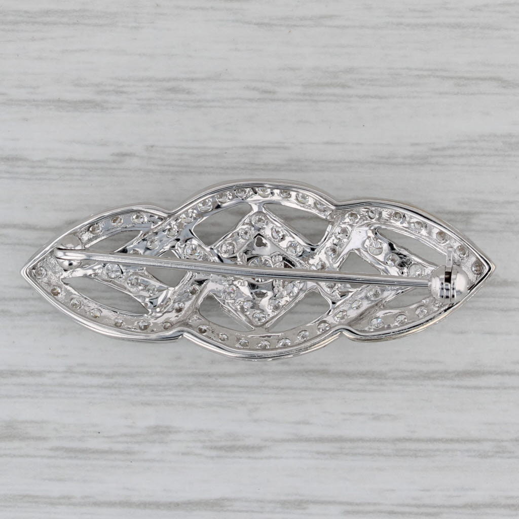 Gray Vintage 1.21ctw Diamond Open Knot Work Brooch 18k White Gold Pin