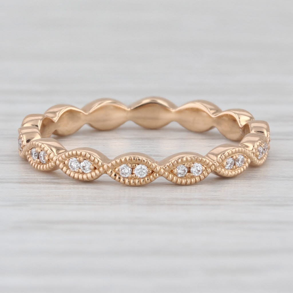 Jeff Copper 0.12ctw Diamond Eternity Band 18k Rose Gold Woven Stackable Ring