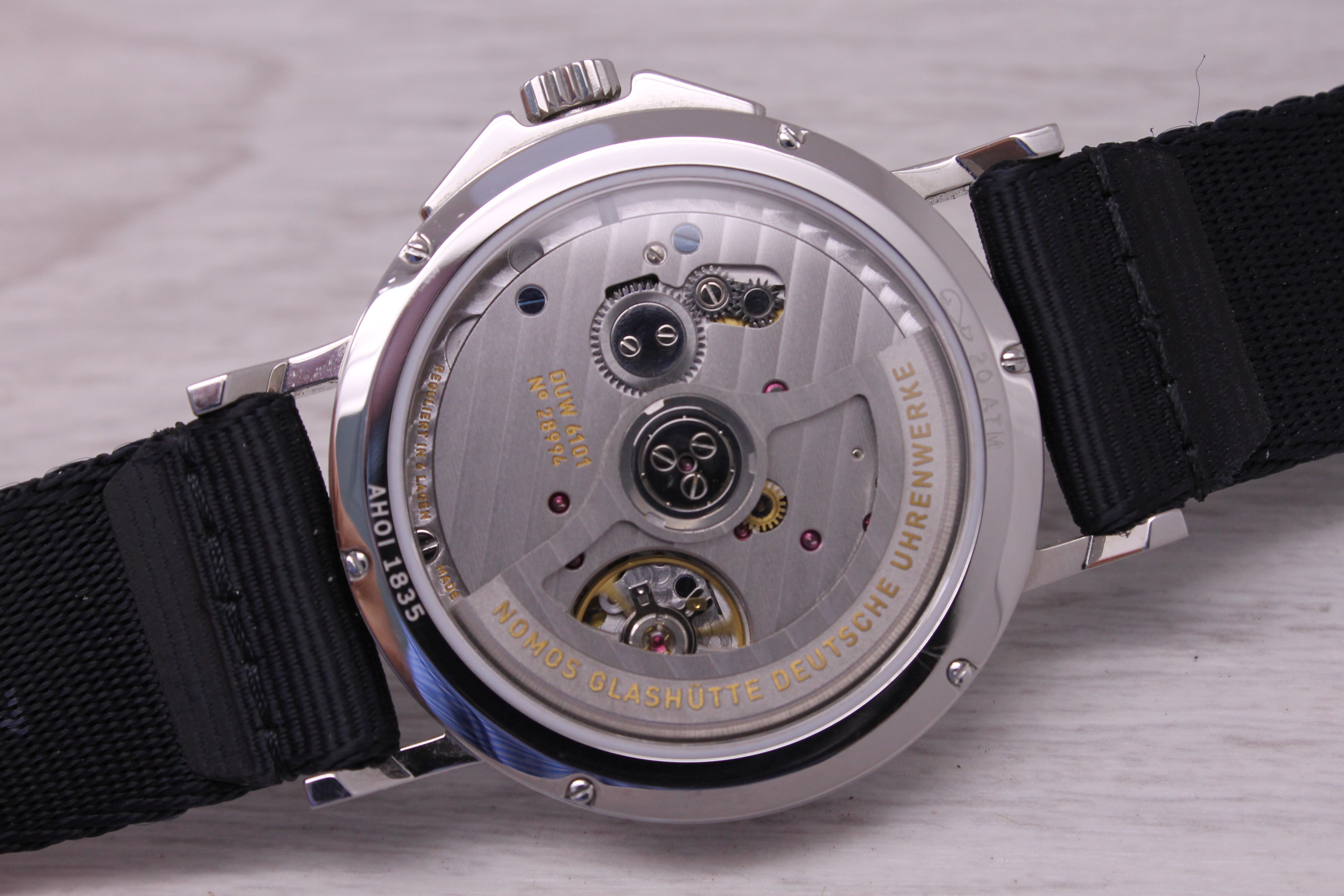 Nomos Glashutte Ahoi Neomatik 38 Date Sky Mens Steel Automatic Watch w/ Box