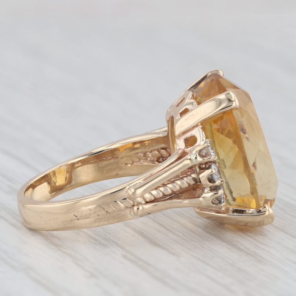 Light Gray 9.70ctw Oval Citrine Diamond Ring 14k Yellow Gold Size 6