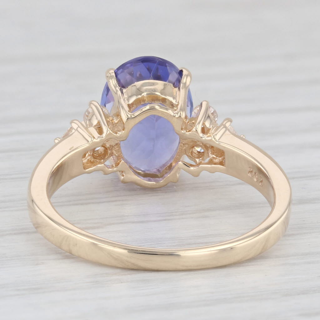 Light Gray 3.18ctw Tanzanite Oval Diamond 14k Yellow Gold Size 7 Ring