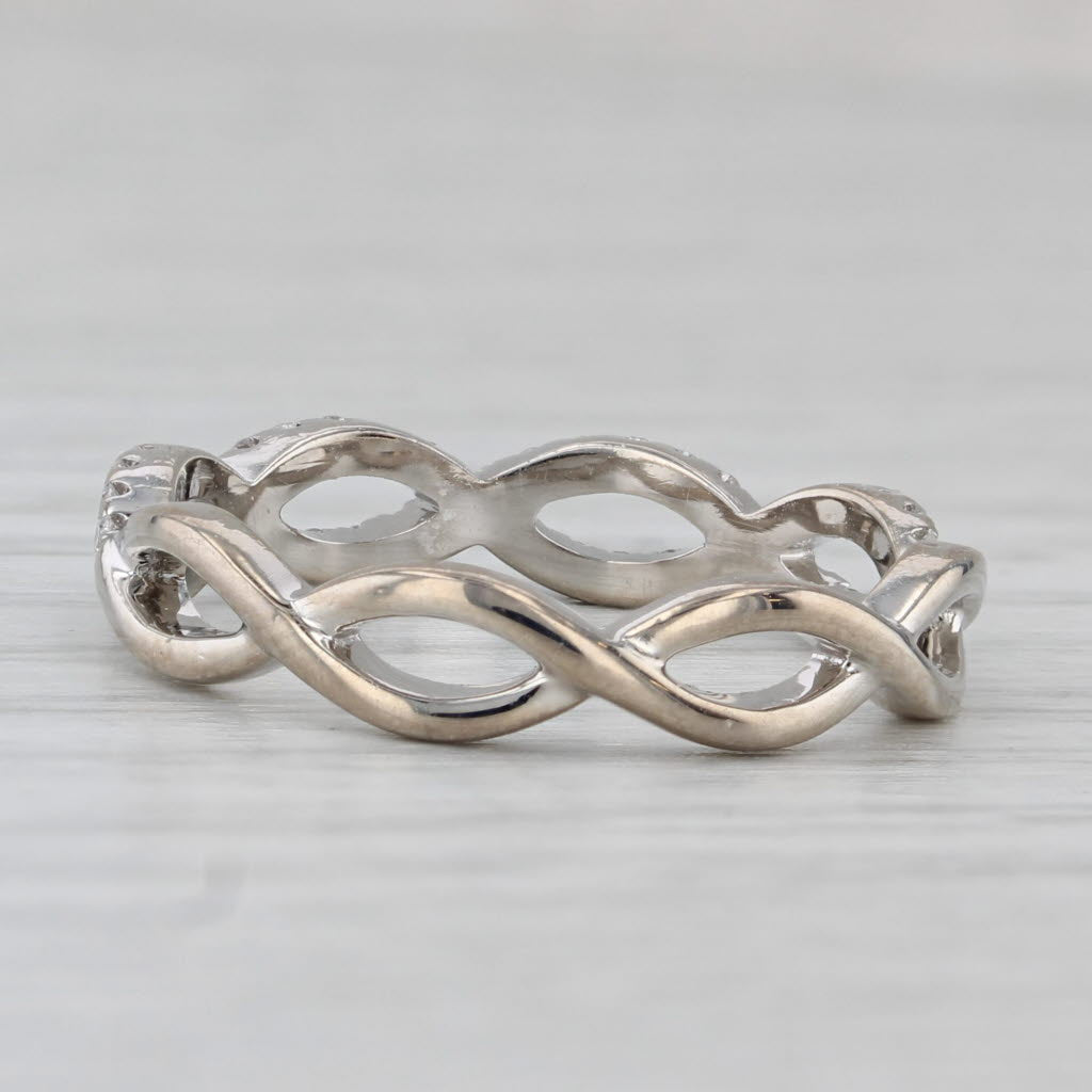 Gray 0.23ctw Woven Diamond Ring 14k White Gold Stackable Wedding Band Size 7
