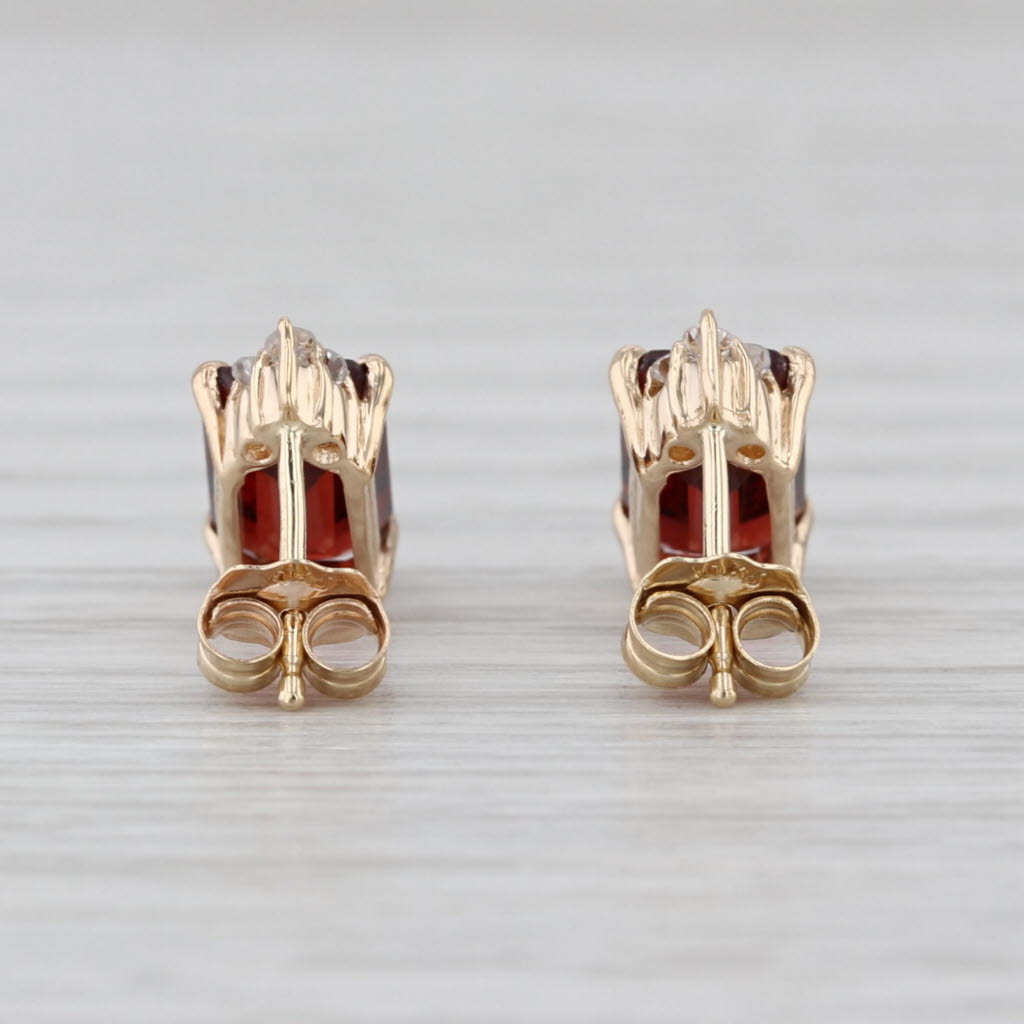 2.88ctw Garnet Diamond Stud Earrings 10k Yellow Gold Studs