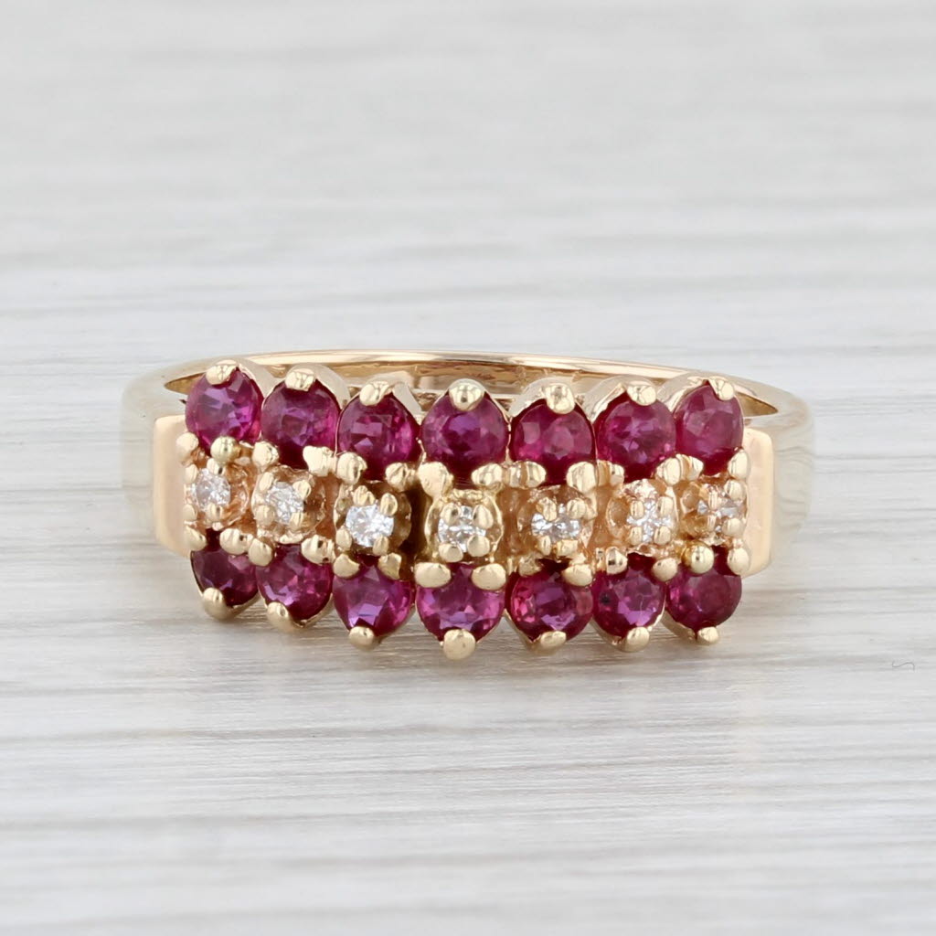 Light Gray 0.62ctw Tiered Ruby Ring 14k Yellow Gold Size 6.5 Stackable