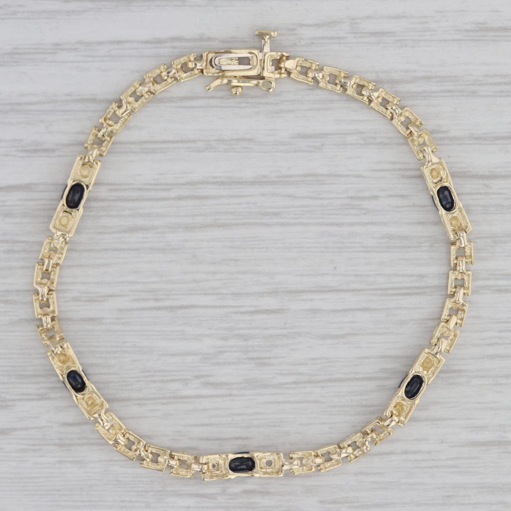 Gray 2.50ctw Blue Sapphire Diamond Bracelet 10k Yellow Gold 7"