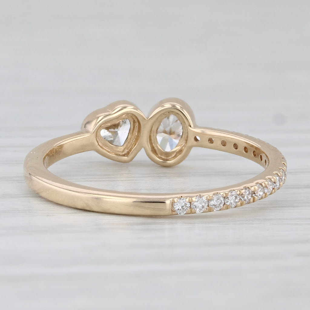 Light Gray 0.68ctw Oval Heart Shape Diamonds Ring 14k Yellow Gold Size 8