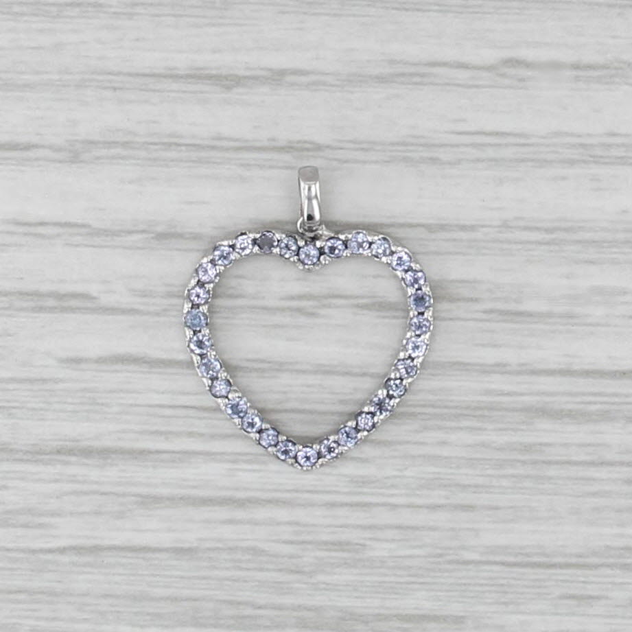 0.58ctw Tanzanite Open Heart Pendant 10k White Gold