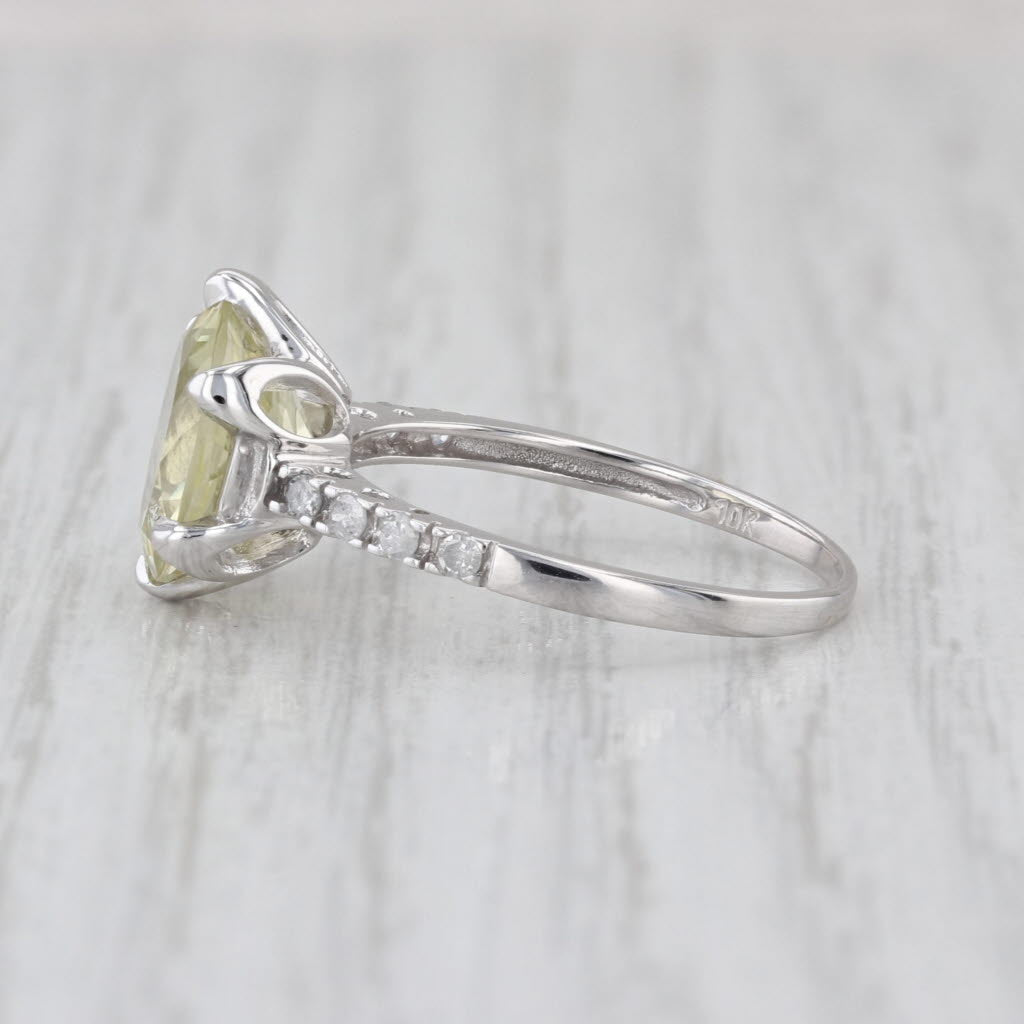 3.11ctw Yellow Citrine Diamond Solitaire Ring 10k White Gold Size 7.25