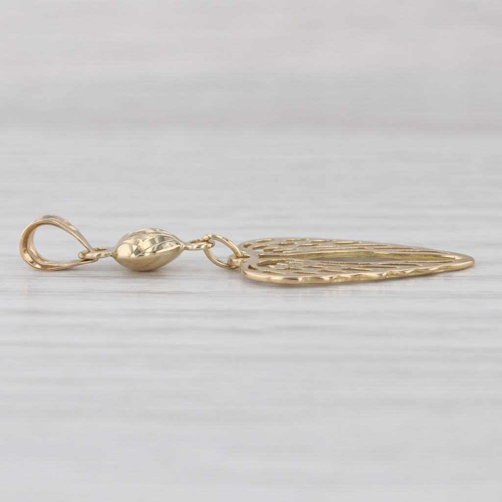 Winged Heart Pendant 18k Yellow Gold Drop