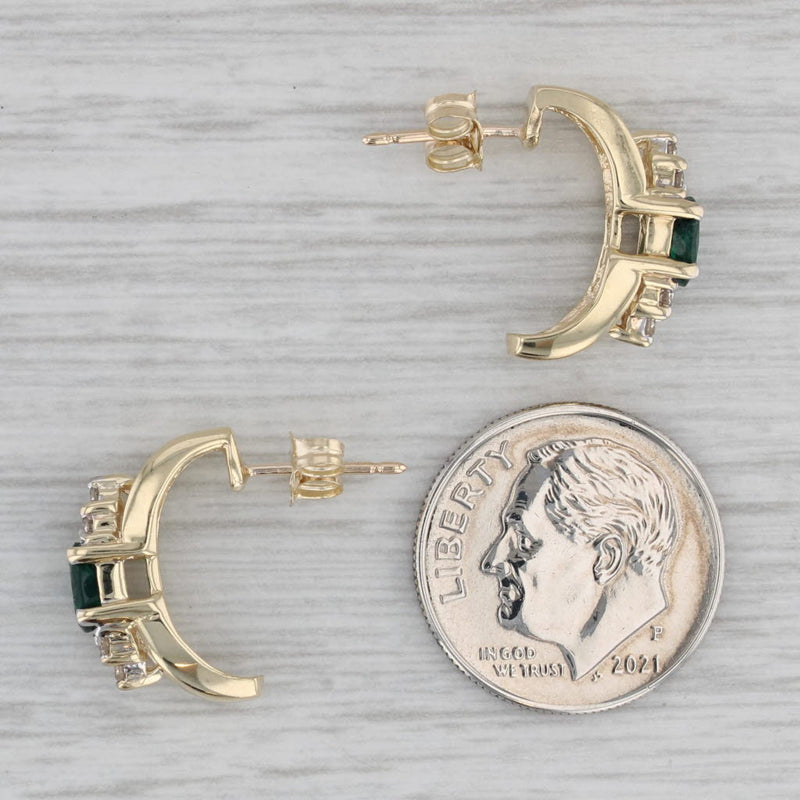 0.75ctw Emerald Diamond J-Hook Earrings 10k Yellow Gold Pierced Drops